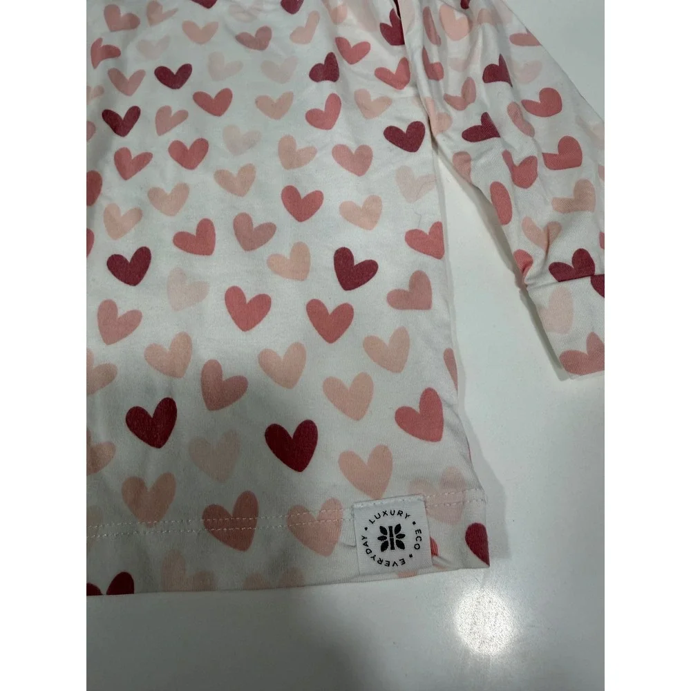 Sweet Bamboo Kids Heart Print Pajama Set Pink White Viscose 18-24 Months FW24